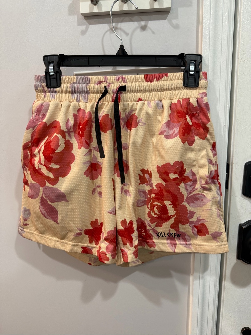 Kill Crew Cream Shorts with Red Floral Print